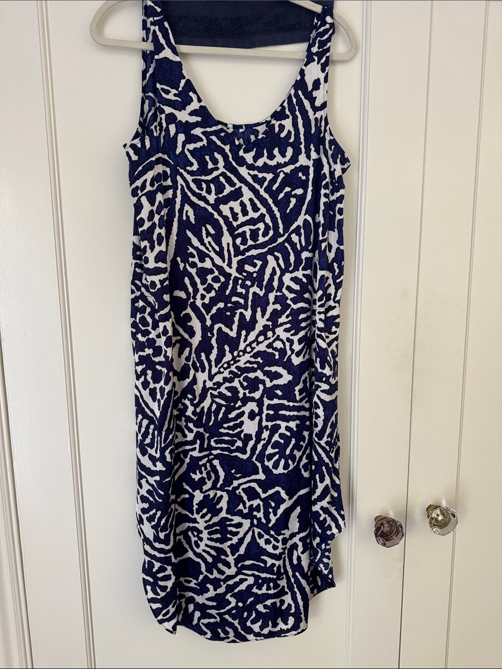 NIC+ZOE Navy and White Printed Tank Dress
